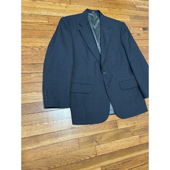 Stafford Mens Blazer Jacket Size 40S Gray Solid Poly Wool 2 Button Sport Coat - Picture 2 of 7